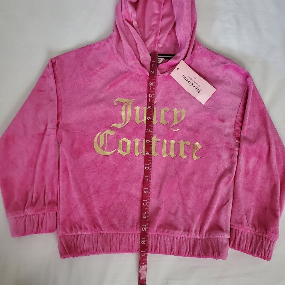 Juicy Couture‎ Kids Girls Philox Pink Velour Hoodie Pullover Sweatshirt Sz 7 NWT - Picture 12 of 14